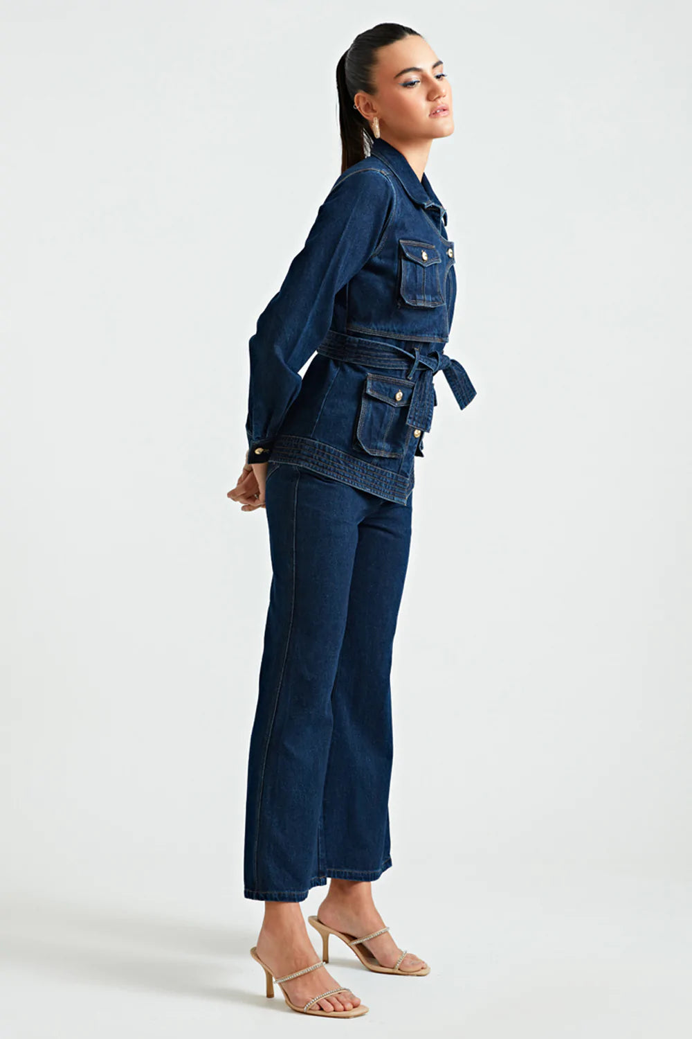 Denim Cut Out Shacket Co-ord Set - ANI CLOTHING