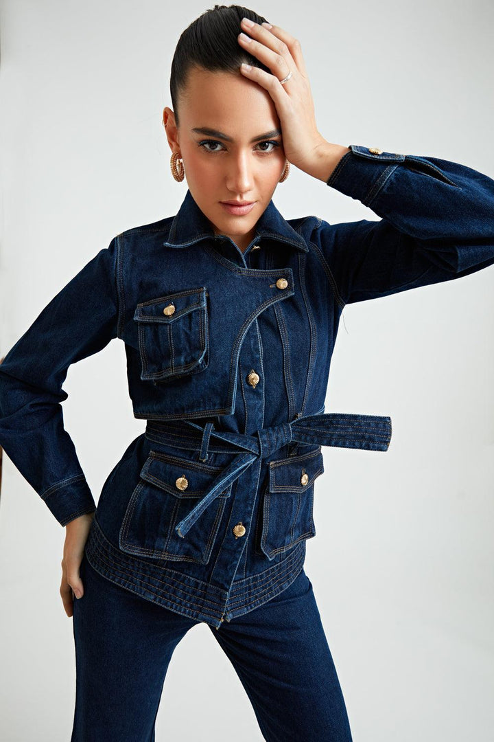 Denim Cut Out Co-ord Shacket - ANI CLOTHING