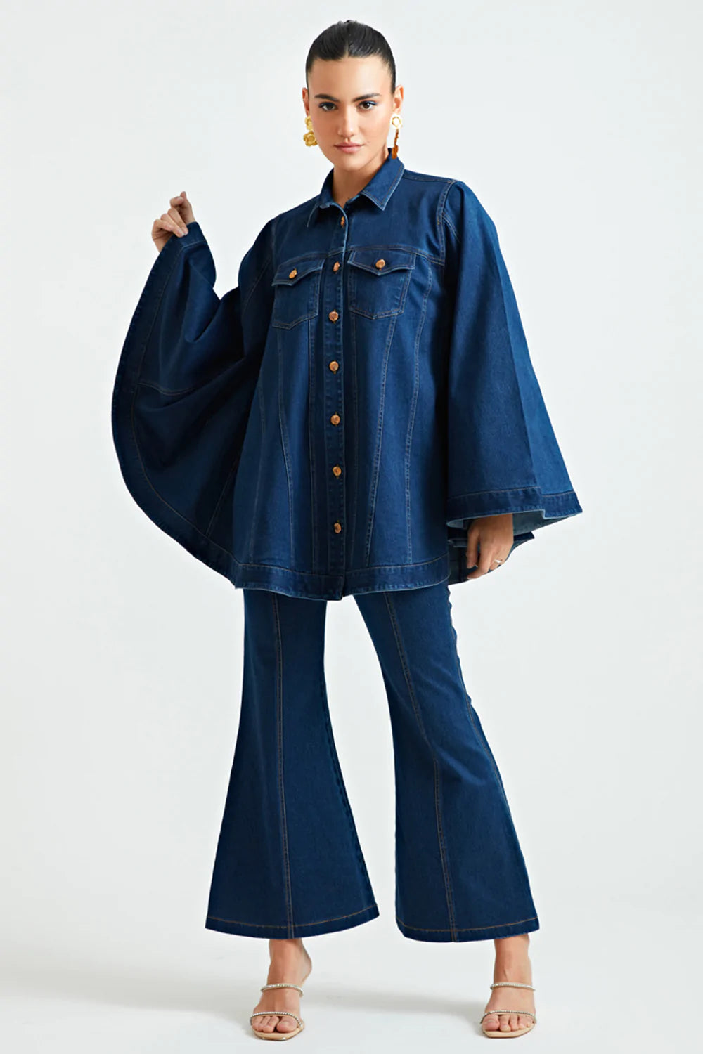 Denim Cape Co-ord Set - ANI CLOTHING