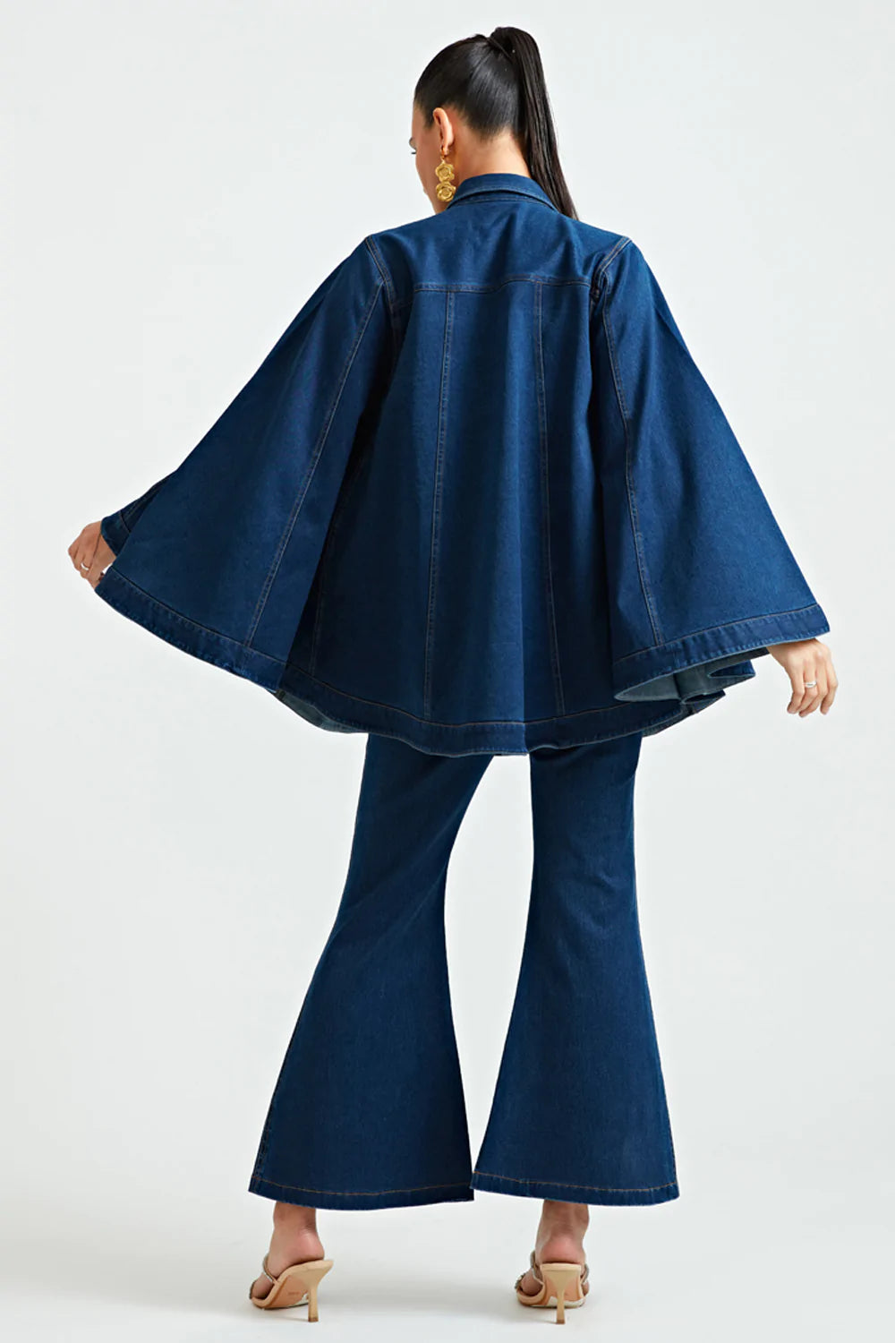 Denim cape blazer sale