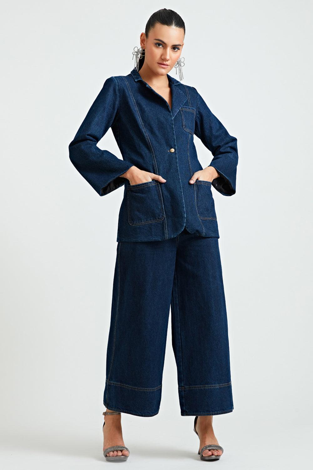 Fitted Denim Co-ord Pants - ANI CLOTHING