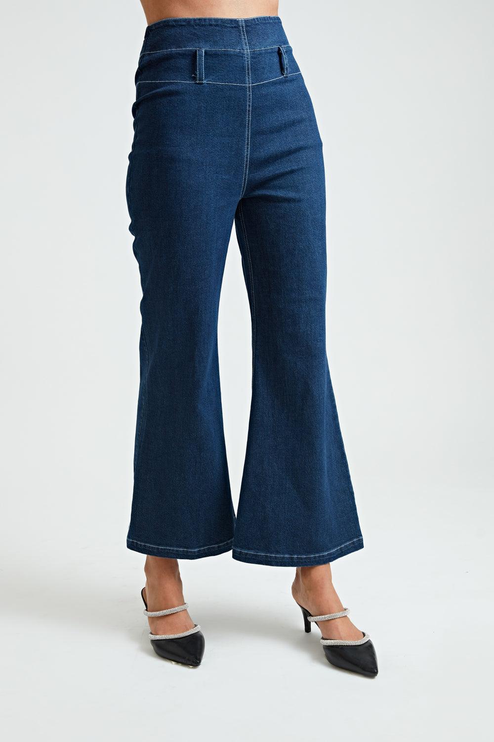 Denim Contrast Blazer Coord Set - ANI CLOTHING