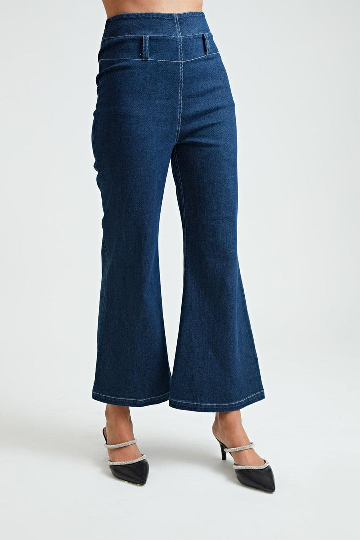 Denim Contrast Blazer Coord Set - ANI CLOTHING