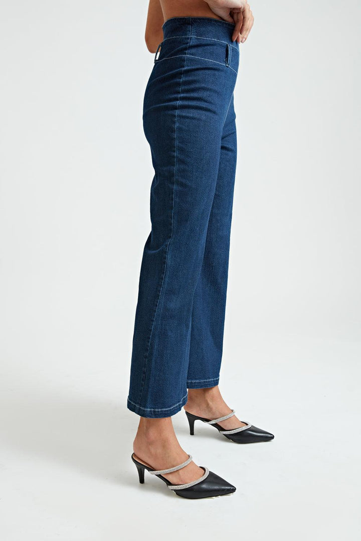 Denim Semi Flared Trousers - ANI CLOTHING