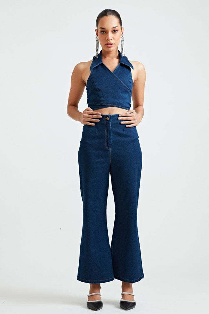 Denim Cross Co-ord Trousers - ANI CLOTHING