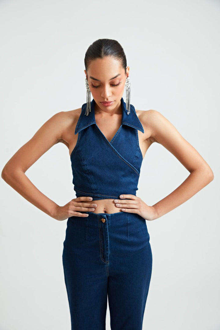 Denim Cross Co-ord Trousers - ANI CLOTHING