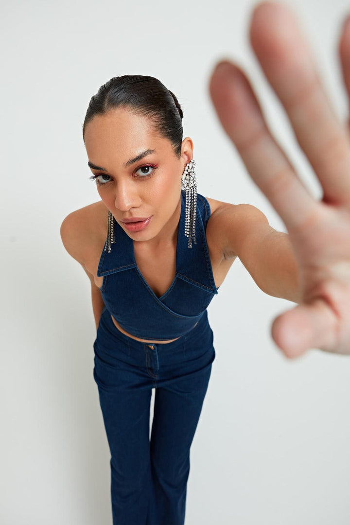 Denim Cross Co-ord Trousers - ANI CLOTHING