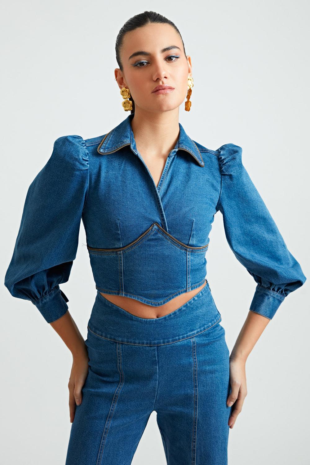 Denim Corset Co-ord Top - ANI CLOTHING