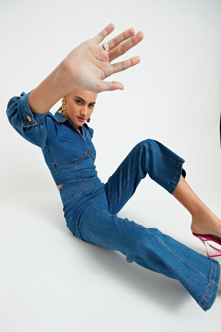 Denim Corset Co-ord Pants - ANI CLOTHING