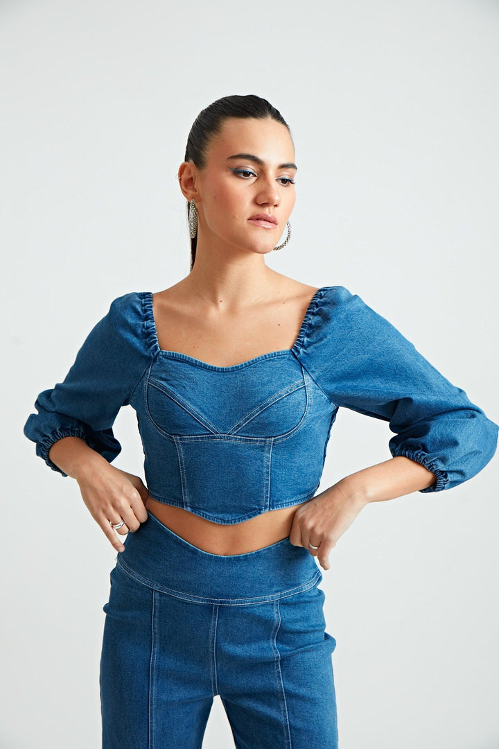 Blue Corset Co-ord Top - ANI CLOTHING