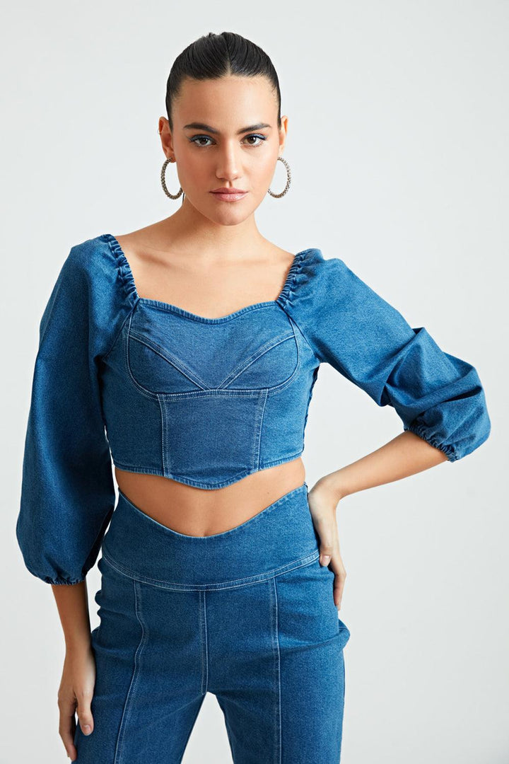 Blue Corset Co-ord Trousers - ANI CLOTHING