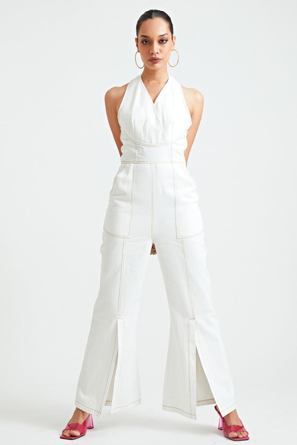 Ivory Halter Jumpsuit - ANI CLOTHING