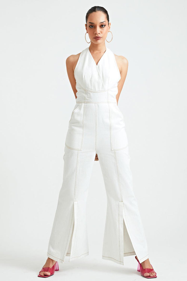 Ivory Halter Jumpsuit - ANI CLOTHING