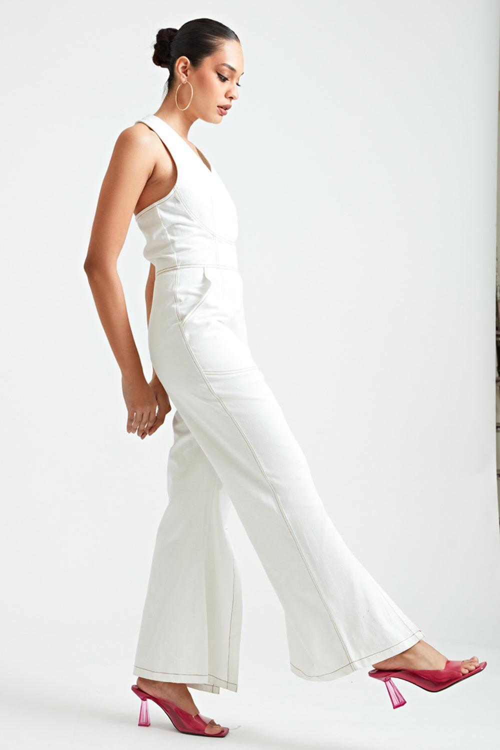Ivory Halter Jumpsuit - ANI CLOTHING