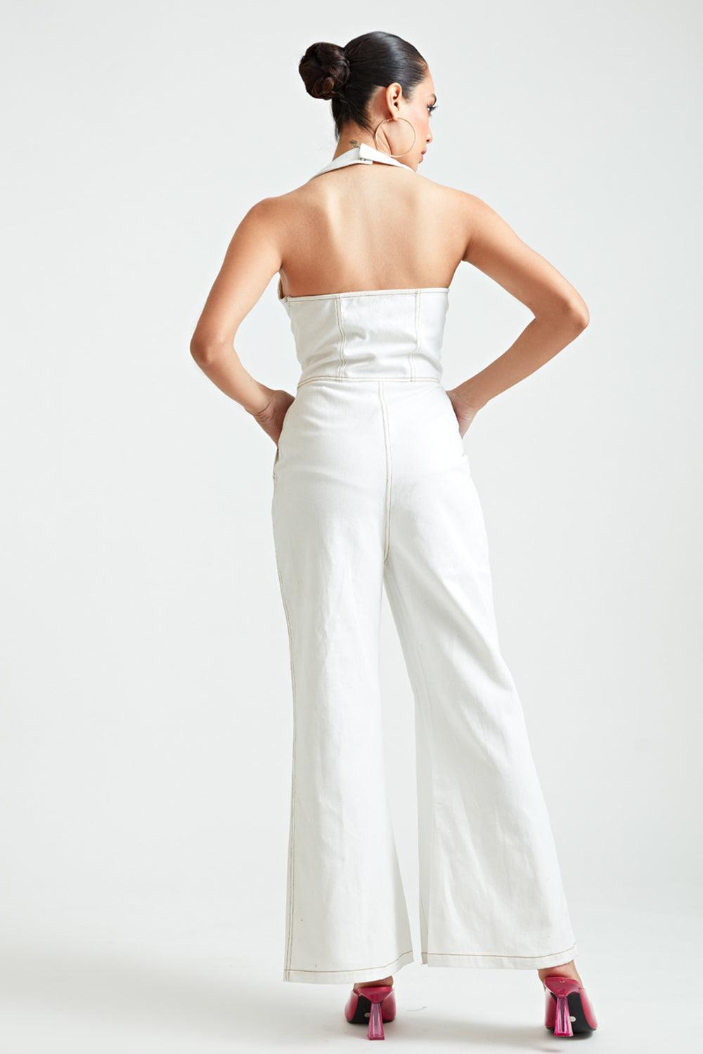 Ivory Halter Jumpsuit - ANI CLOTHING