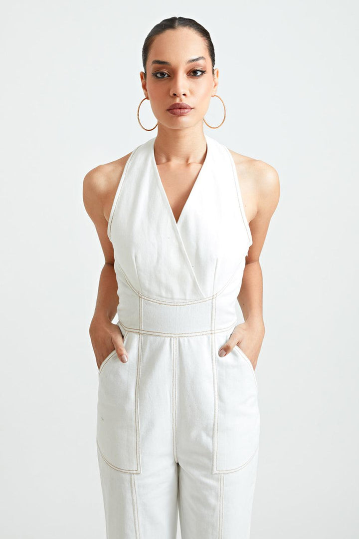 Ivory Halter Jumpsuit - ANI CLOTHING