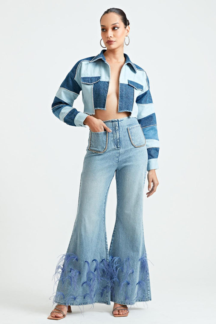 Blue Feather Jeans - ANI CLOTHING