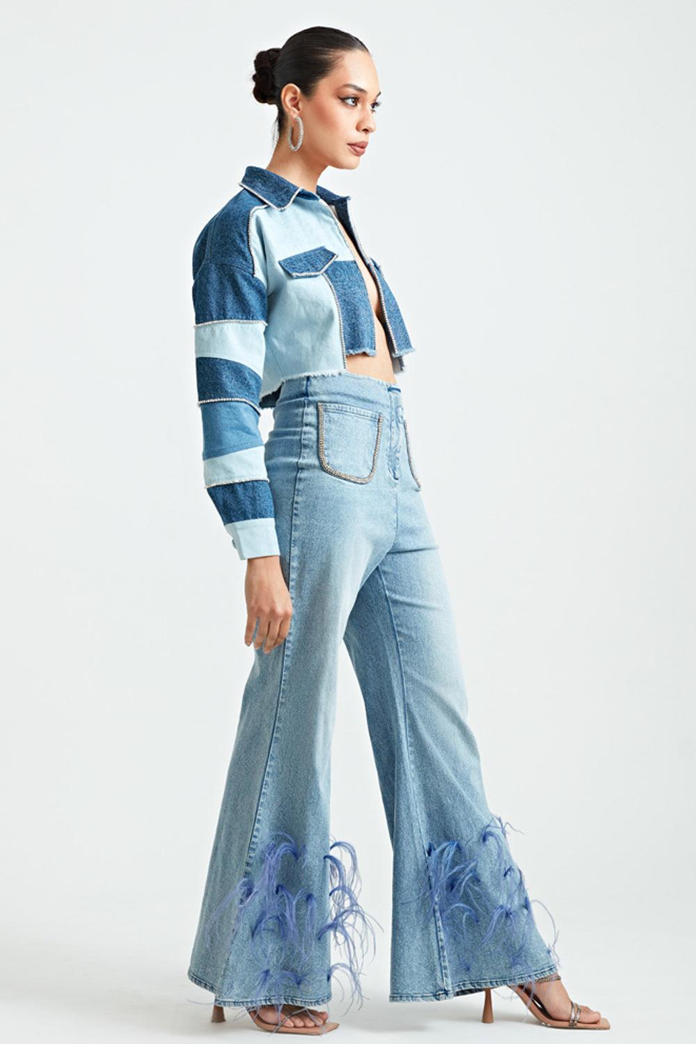 Blue Feather Jeans - ANI CLOTHING