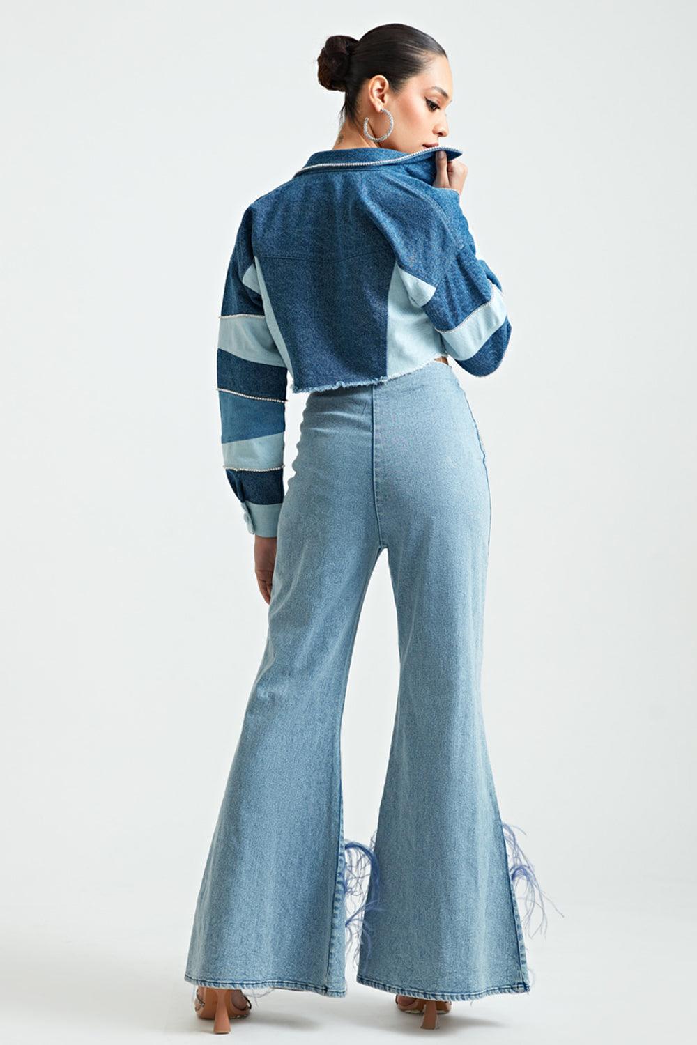 Blue Feather Jeans - ANI CLOTHING