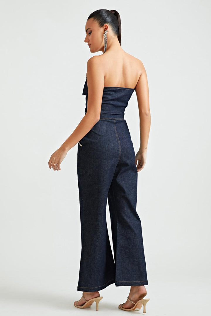 Blue Rhinestone Tube Jumpsuit - ANI CLOTHING