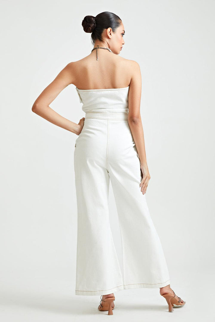 Ivory Rhinestone Tube Jumpsuit - ANI CLOTHING