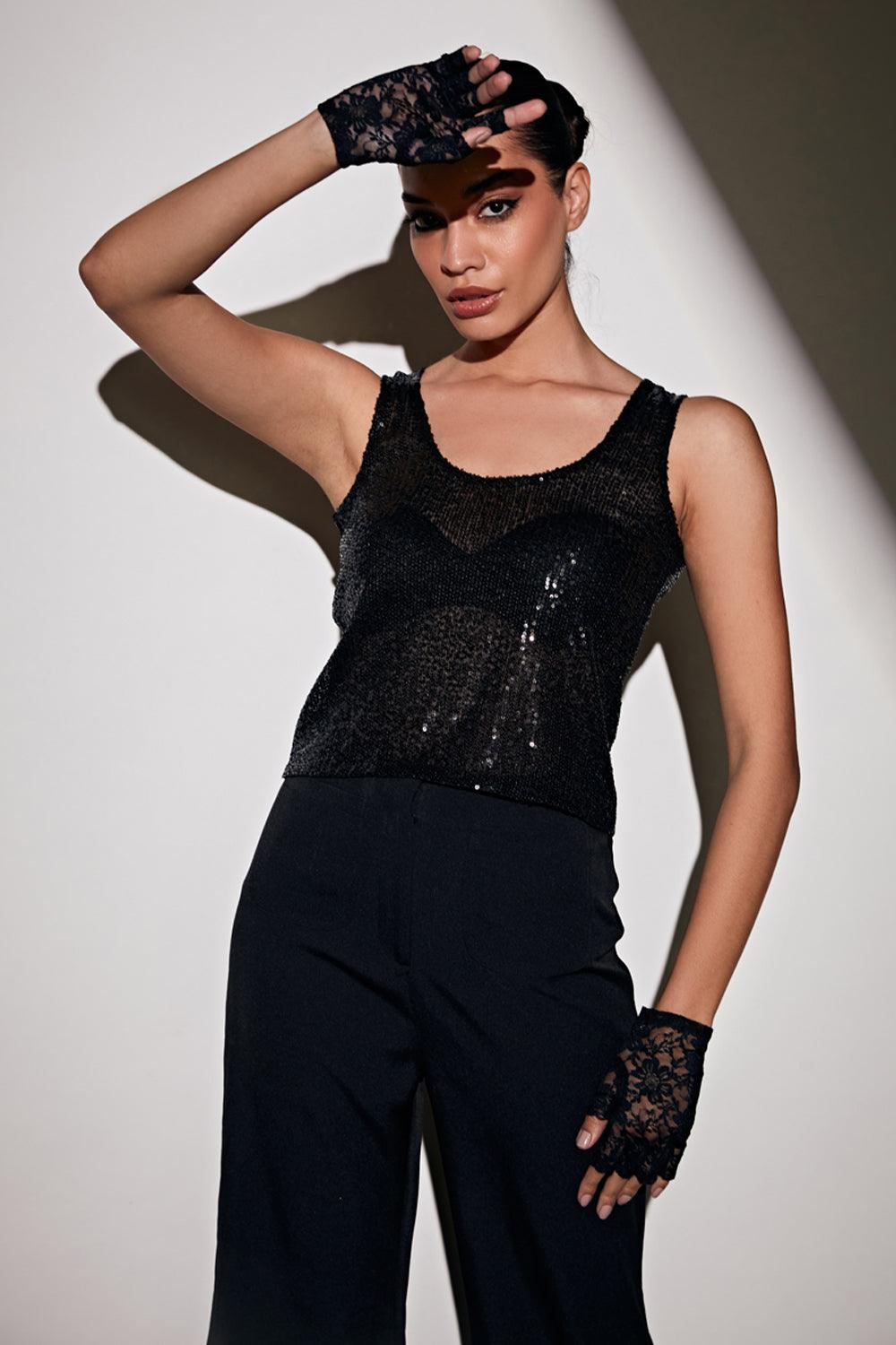 Black Sequin Top - ANI CLOTHING