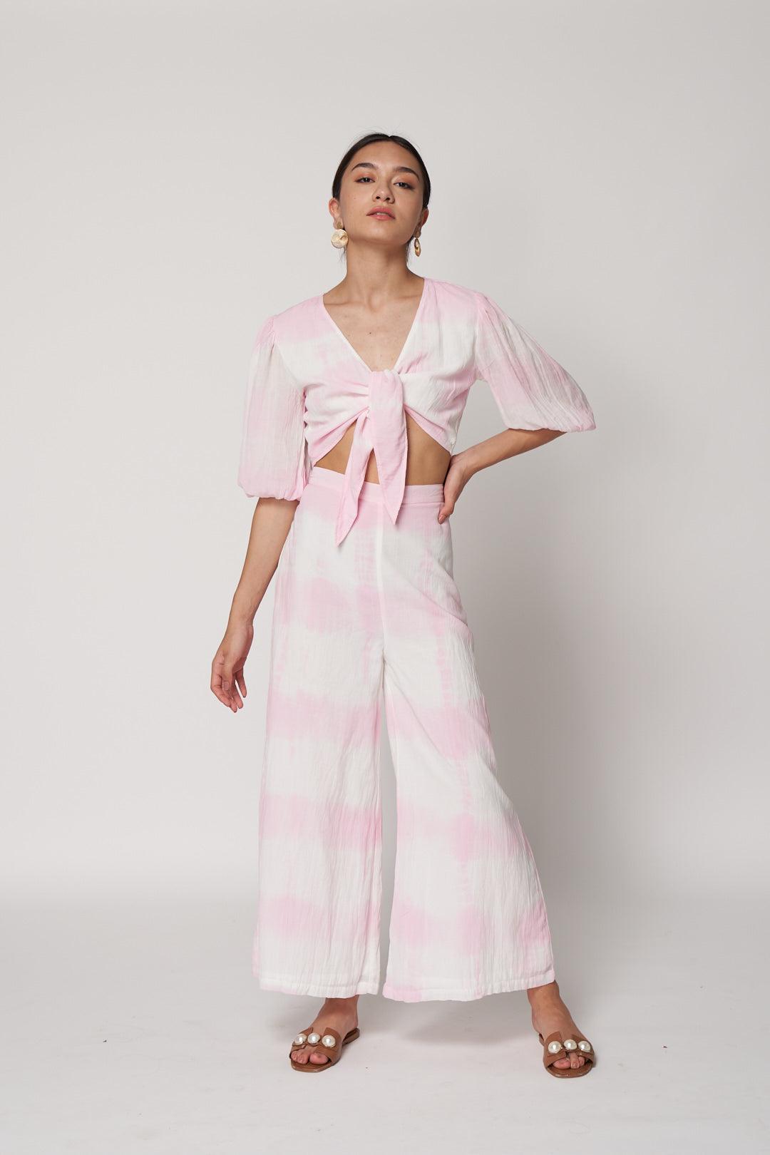 Pink Tie-Dye Wide Leg Pants - ANI CLOTHING