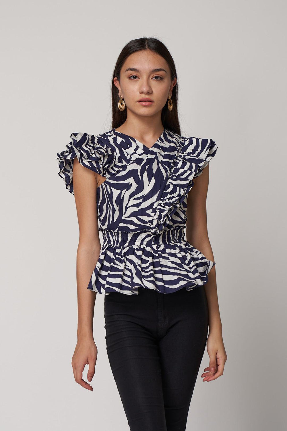 Zebra Criss-Cross Top - ANI CLOTHING