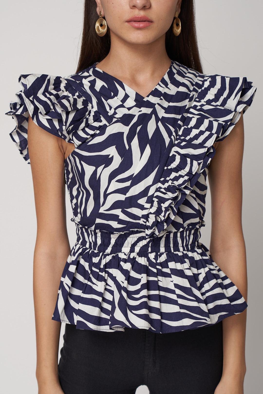 Zebra Criss-Cross Top - ANI CLOTHING