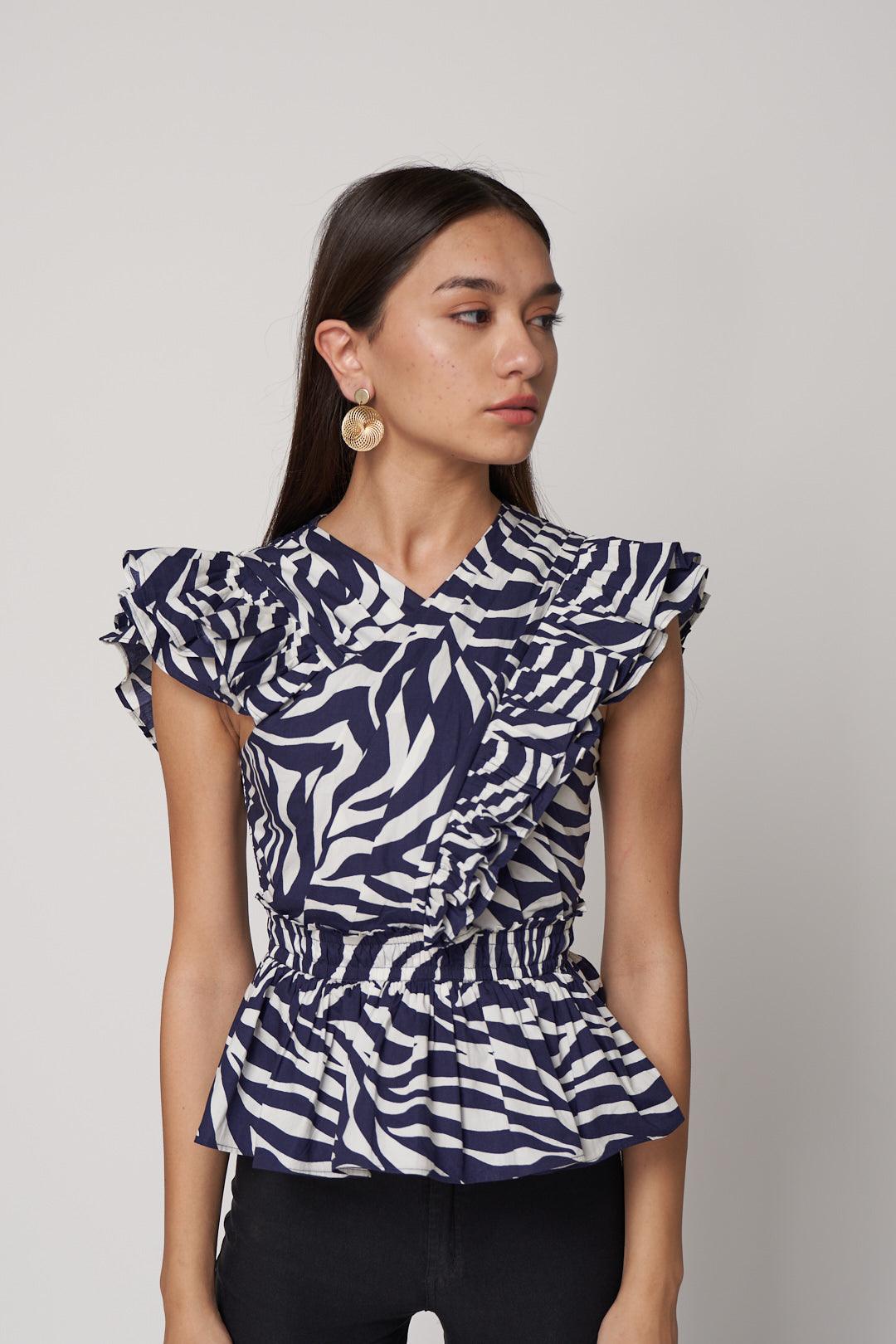 Zebra Criss-Cross Top - ANI CLOTHING