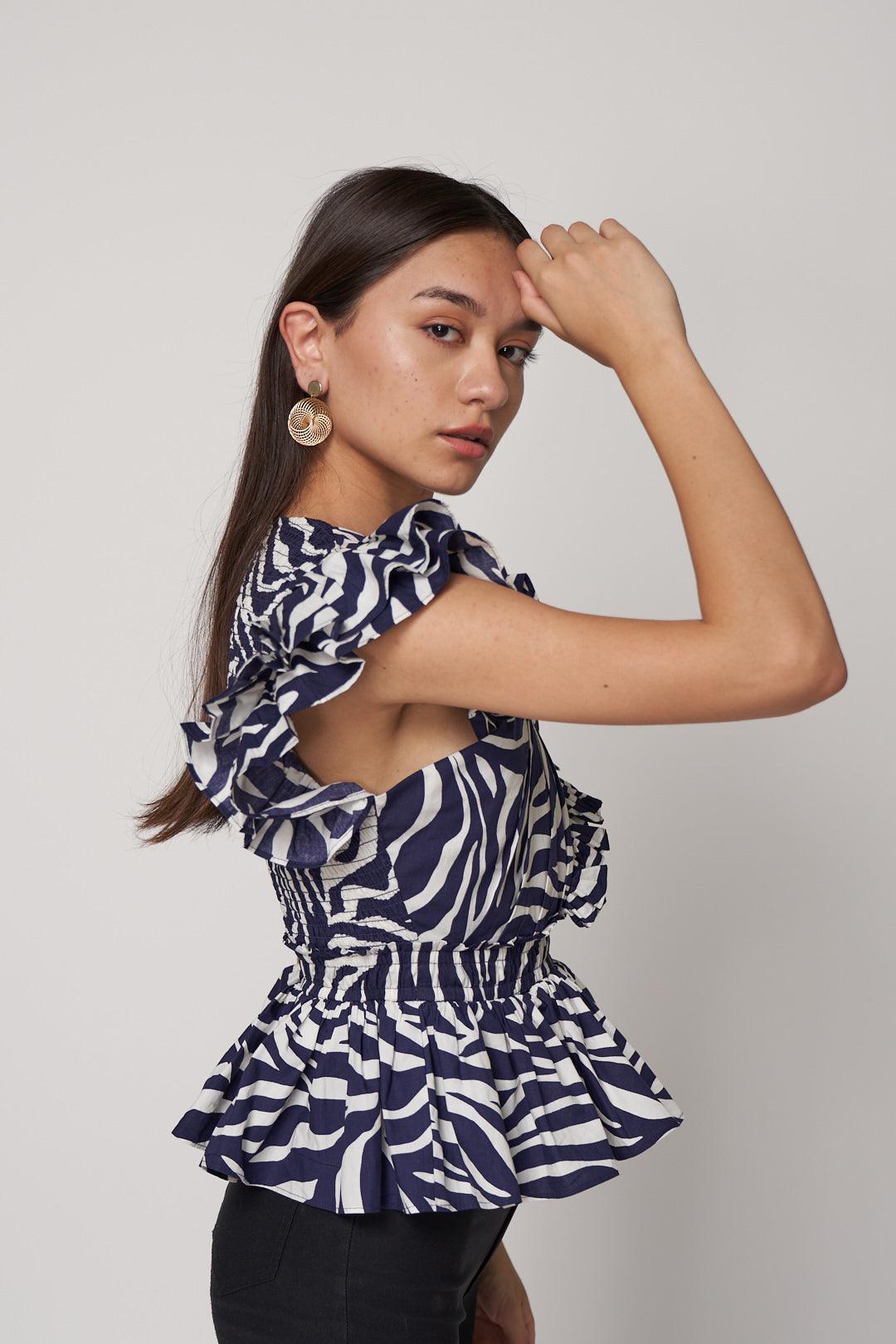 Zebra Criss-Cross Top - ANI CLOTHING