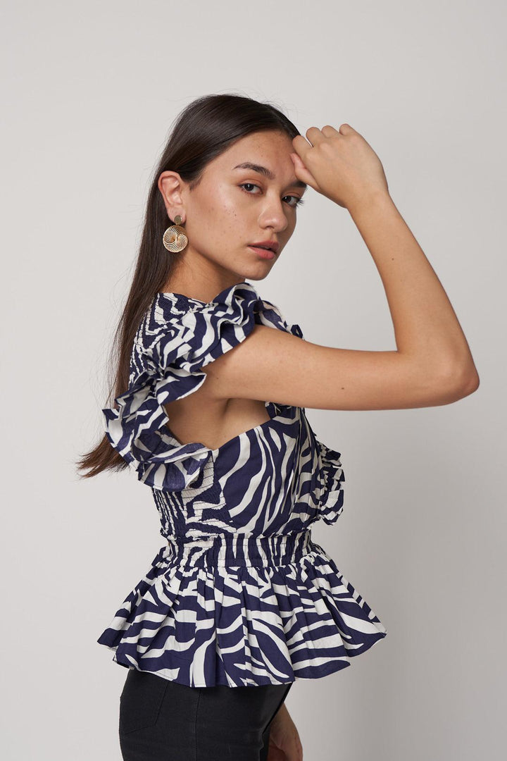 Zebra Criss-Cross Top - ANI CLOTHING