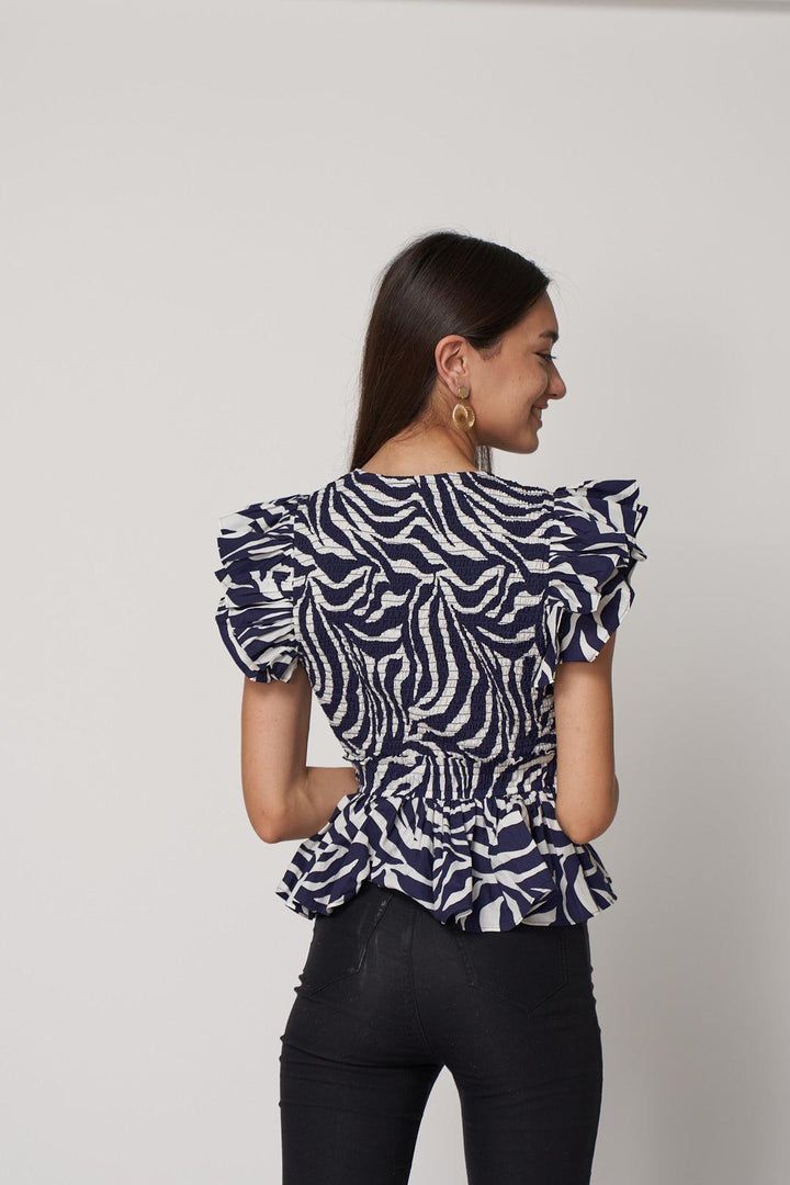 Zebra Criss-Cross Top - ANI CLOTHING