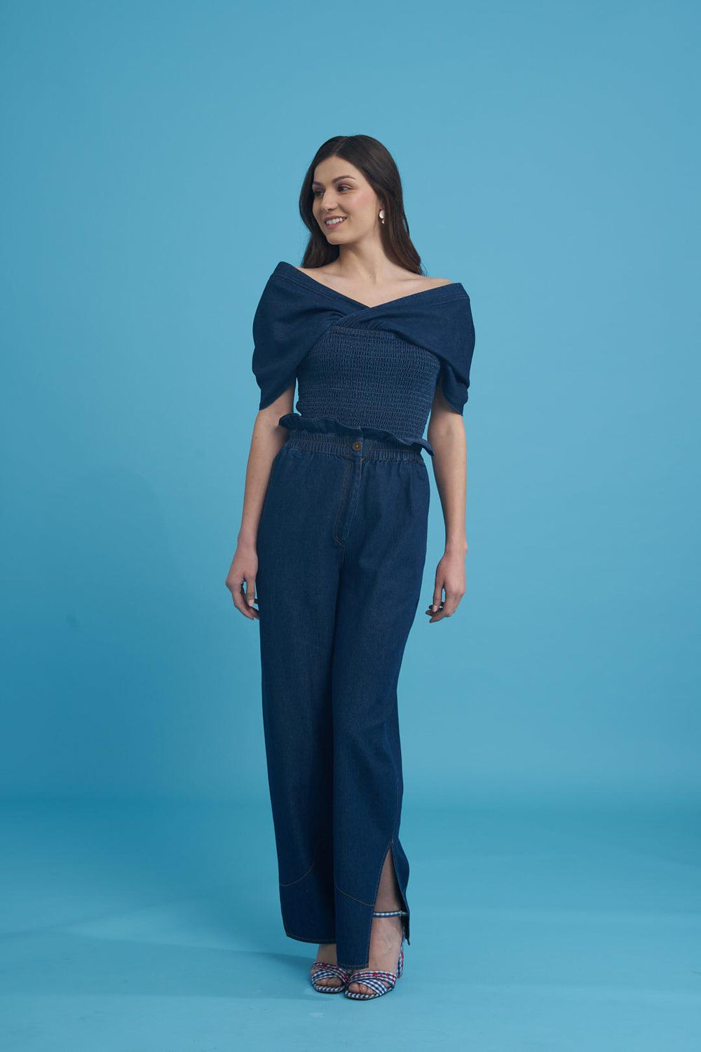 Denim Pleat Trousers - ANI CLOTHING