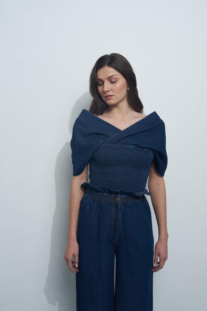 Denim Pleat Top - ANI CLOTHING