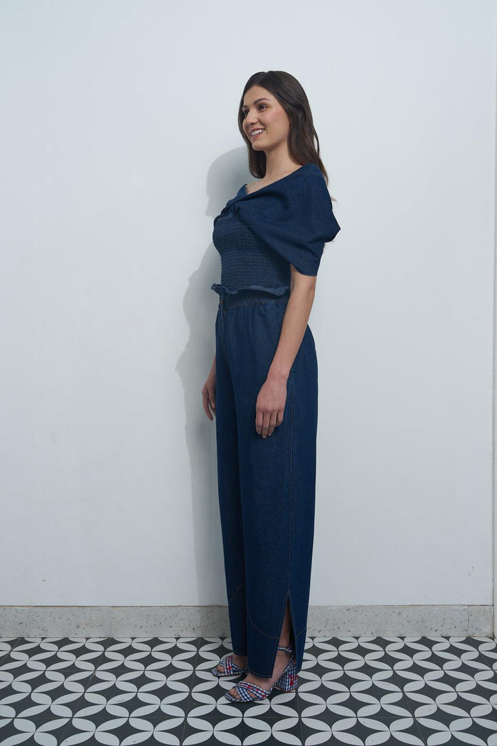 Denim Pleat Top - ANI CLOTHING