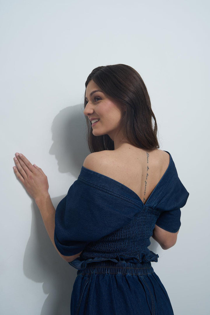 Denim Pleat Top - ANI CLOTHING
