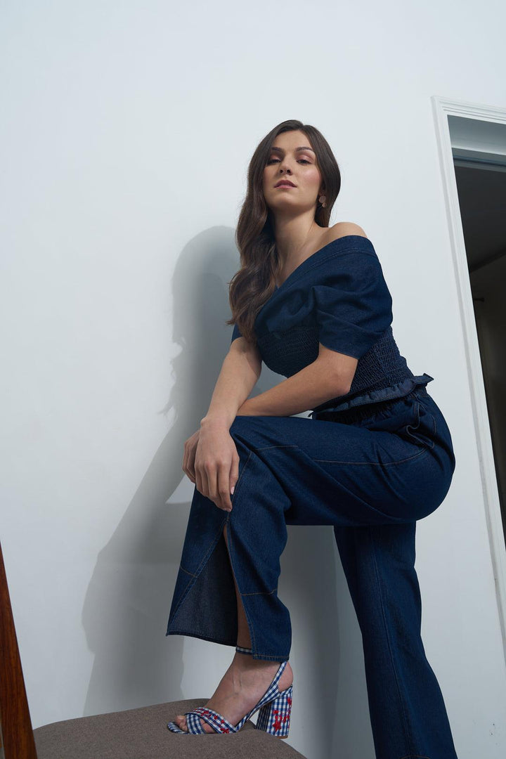 Denim Pleat Top - ANI CLOTHING