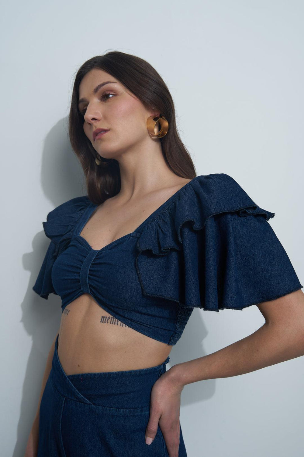 Denim High-Low Trousers - ANI CLOTHING