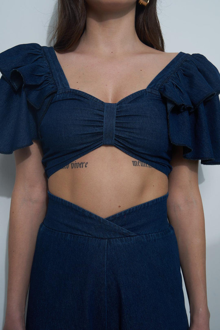 Denim High-Low Trousers - ANI CLOTHING