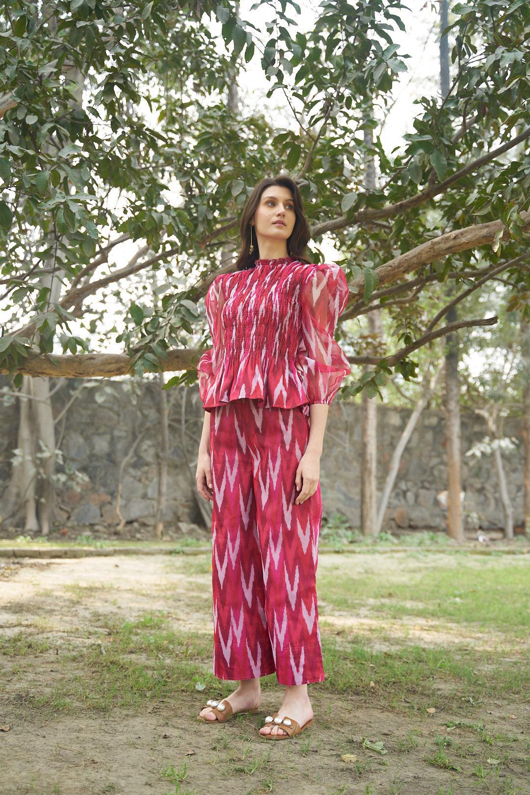 Red Organza Trousers - ANI CLOTHING