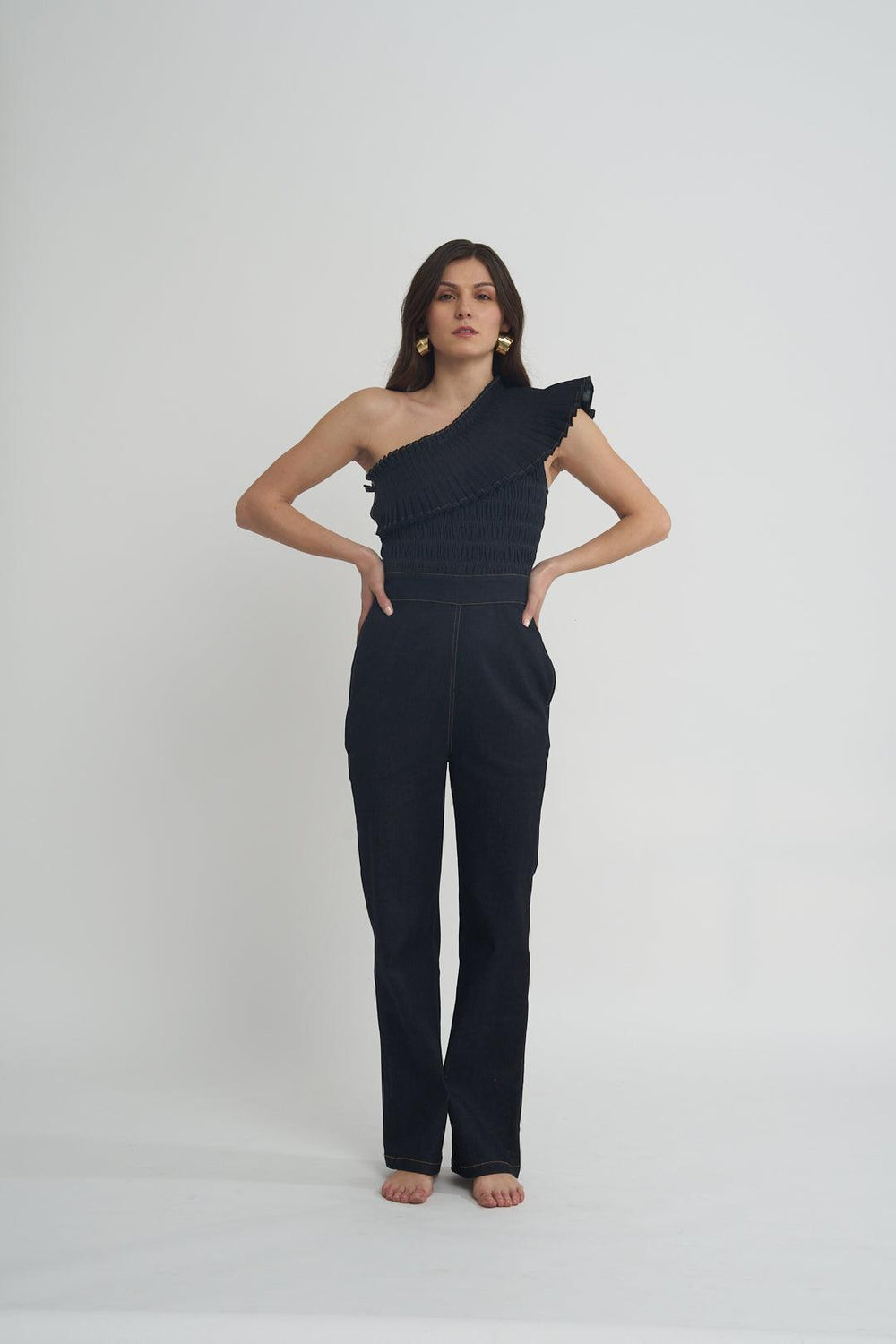 Fashion Week Denim Pleated Jumpsuit - ANI CLOTHING