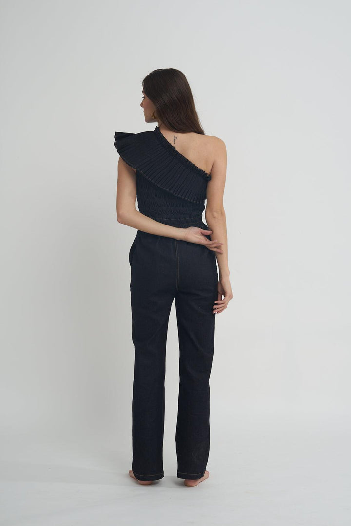 Fashion Week Denim Pleated Jumpsuit - ANI CLOTHING