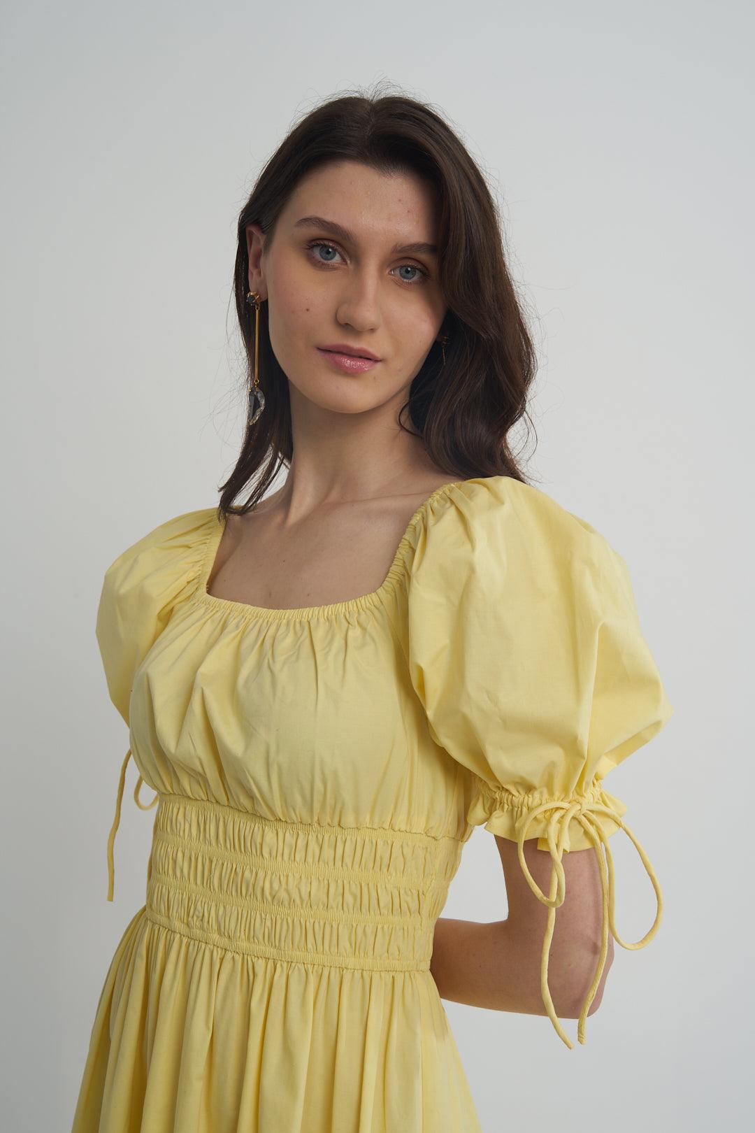 Yellow Maxi Smock Dress - ANI CLOTHING