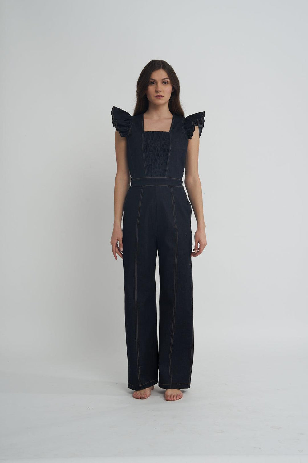 Fashion Week Smock Denim Jumpsuit - ANI CLOTHING