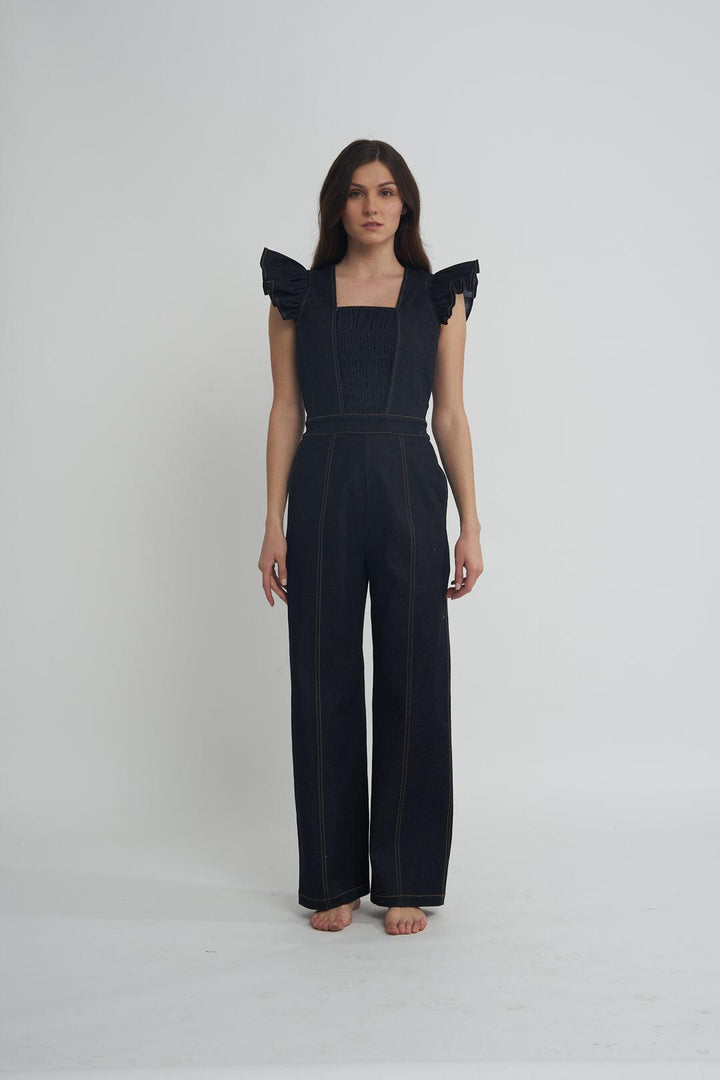Fashion Week Smock Denim Jumpsuit - ANI CLOTHING