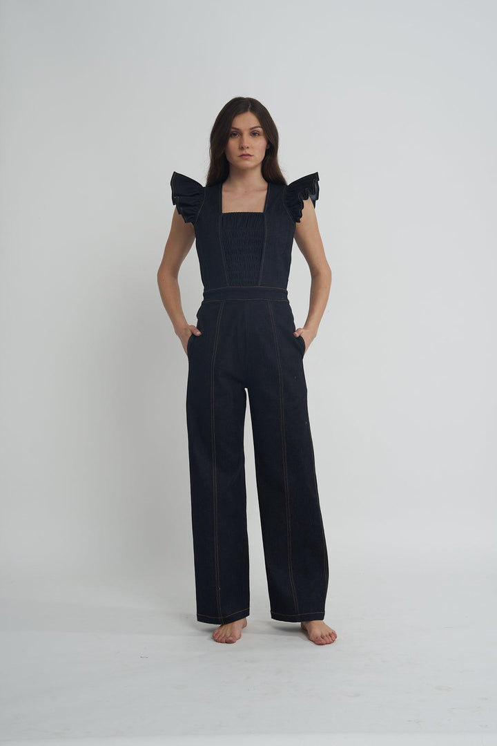 Fashion Week Smock Denim Jumpsuit - ANI CLOTHING