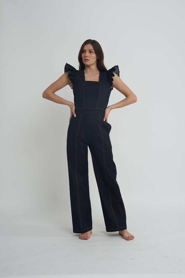 Fashion Week Smock Denim Jumpsuit - ANI CLOTHING