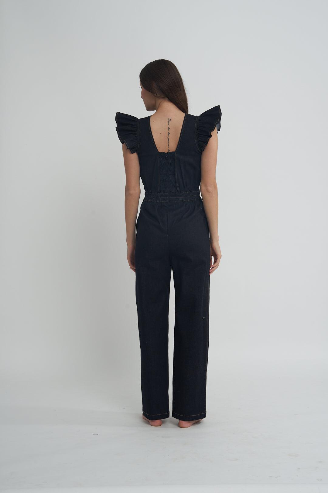Fashion Week Smock Denim Jumpsuit - ANI CLOTHING