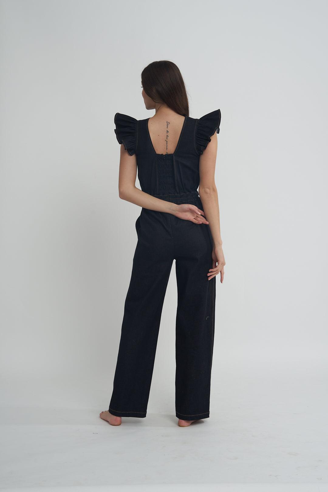 Fashion Week Smock Denim Jumpsuit - ANI CLOTHING